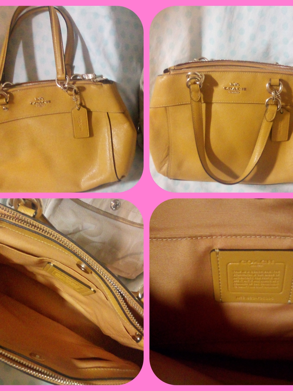 COACH Yellow Leather Satchel with Top Handles